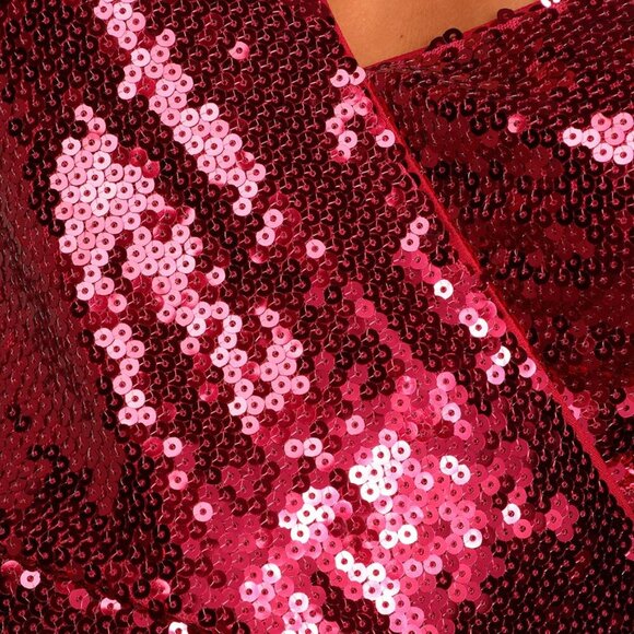 NWT Lulus Below the Stars Wine Red Sequin Asymmetrical Bodycon Dress (size S) - Picture 5 of 10